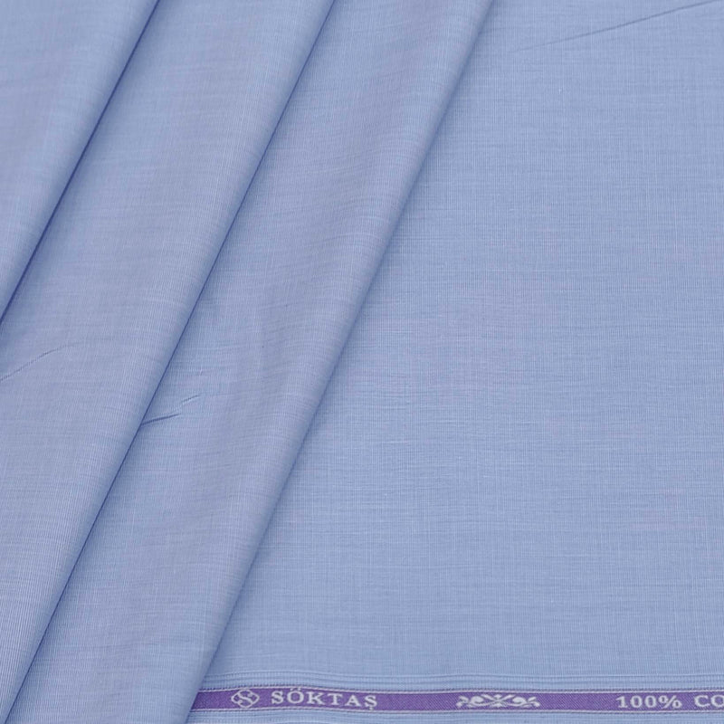 Soktas Men's Finest 60s Giza Cotton FIll a Fill Light Plain Shirt fabric Colour Sky Blue