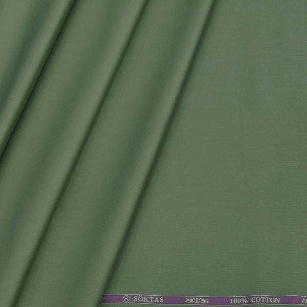 Shirt Fabric Soktas 80s Giza Cotton Plain satin Colour Sage Green
