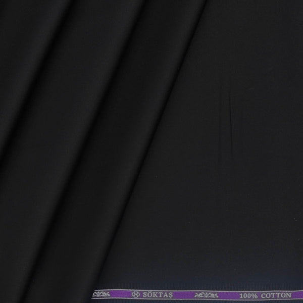 Shirt Fabric Soktas 80s Giza Cotton Plain satin Colour Black