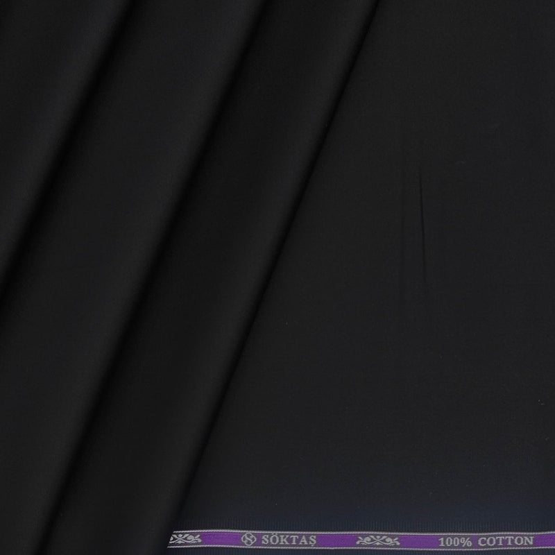 Shirt Fabric Soktas 80s Giza Cotton Plain satin Colour Black