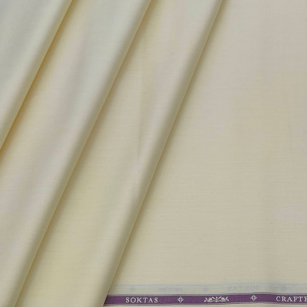 Shirt Fabric Soktas 80s Giza Cotton Plain satin Colour Ivory Cream