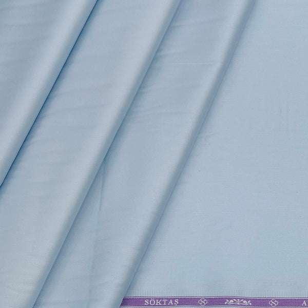 Shirt Fabric Soktas 80s Giza Cotton Plain satin Colour Baby Blue