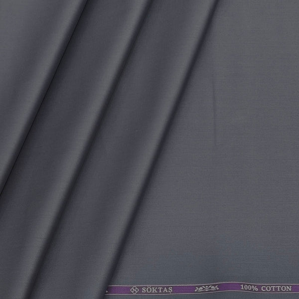 Shirt Fabric Soktas 80s Giza Cotton Plain satin Colour Coin Grey