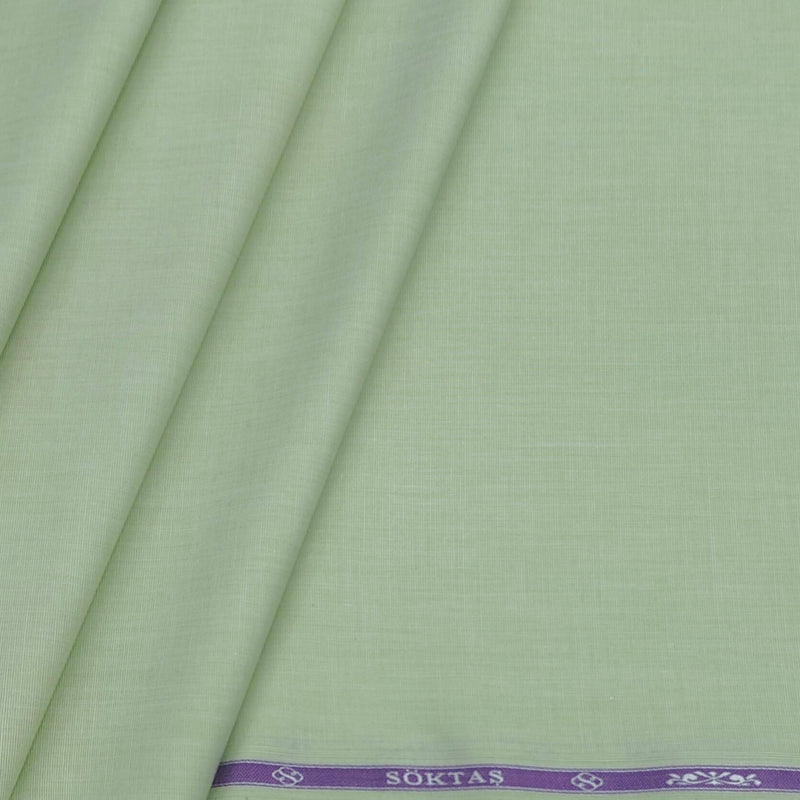 Soktas Men's Finest 60s Giza Cotton FIll a Fill Light Plain Shirt fabric Colour Light Green