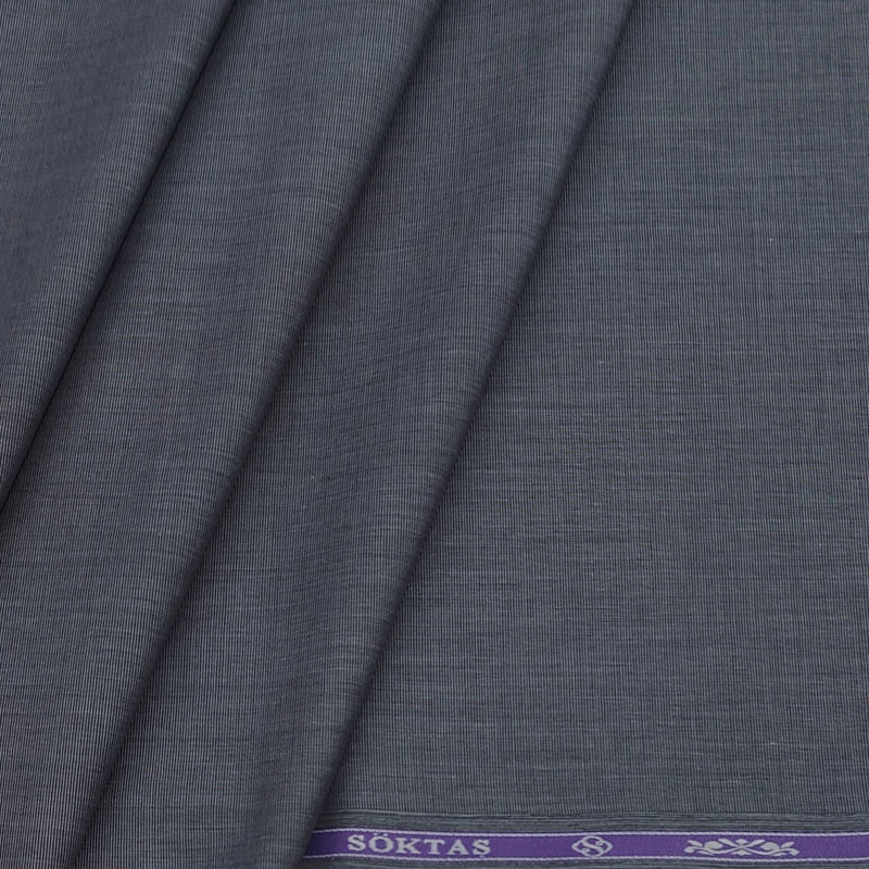 Soktas Men's Finest 60s Giza Cotton FIll a Fill Light Plain Shirt fabric Colour Grey