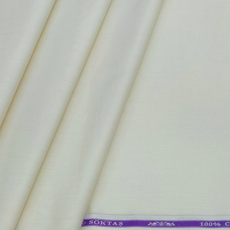 Soktas Men's Finest 60s Giza Cotton FIll a Fill Light Plain Shirt fabric Colour Cream