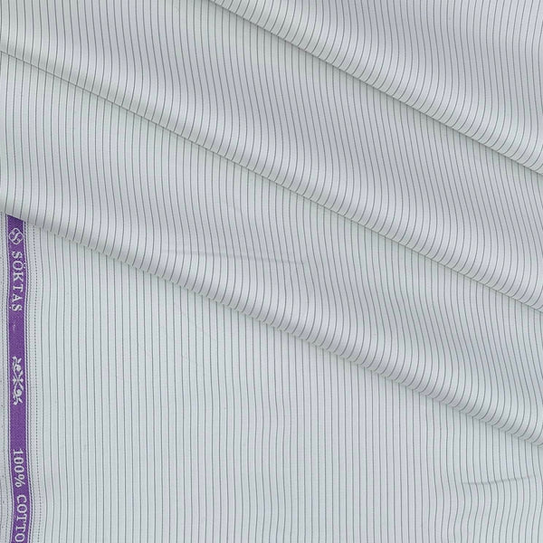 Shirt Fabric Soktas 80s Giza Cotton Pin Lining Colour Grey N White