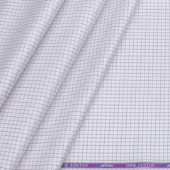 Shirt Fabric Soktas 80s Giza Cotton Small Check Colour Light Purple N White