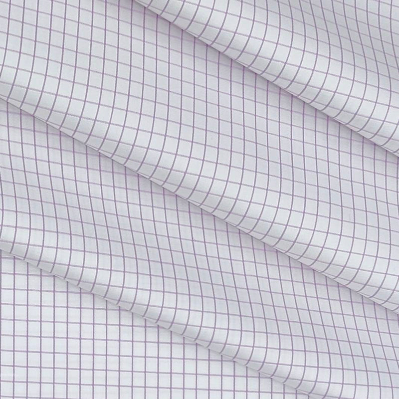 Shirt Fabric Soktas 80s Giza Cotton Small Check Colour Light Purple N White