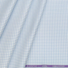 Shirt Fabric Soktas 80s Giza Cotton Small Check Colour Blue N White