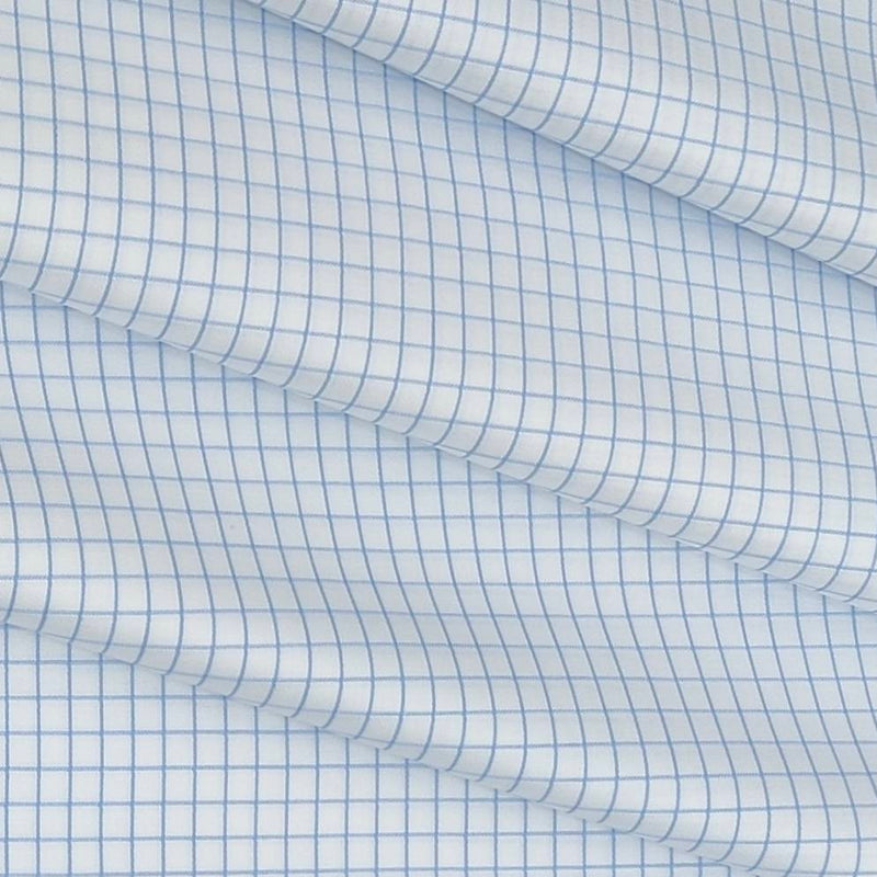 Shirt Fabric Soktas 80s Giza Cotton Small Check Colour Blue N White