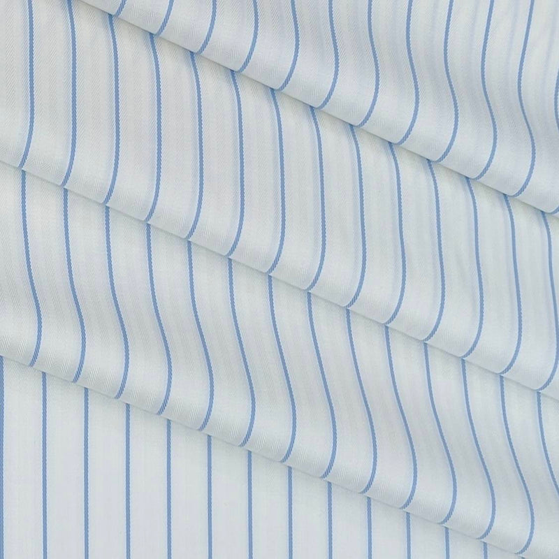 Shirt Fabric Soktas 80s Giza Cotton Broad Lining Colour Azure Blue N White
