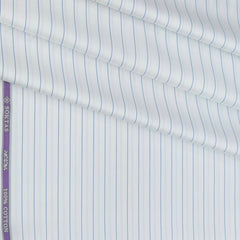 Shirt Fabric Soktas 80s Giza Cotton Broad Lining Colour Cobalt Blue N White