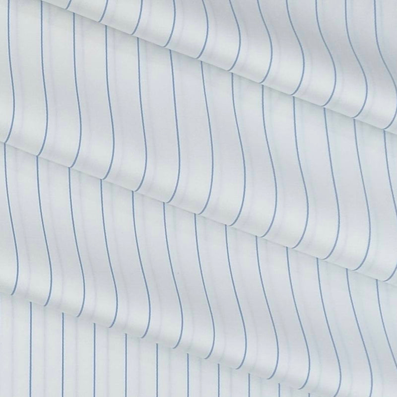 Shirt Fabric Soktas 80s Giza Cotton Broad Lining Colour Cobalt Blue N White