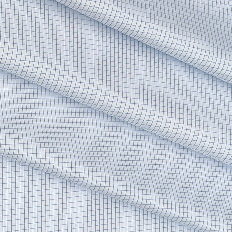 Shirt Fabric Soktas 80s Giza Cotton Pin Check Colour White N Blue