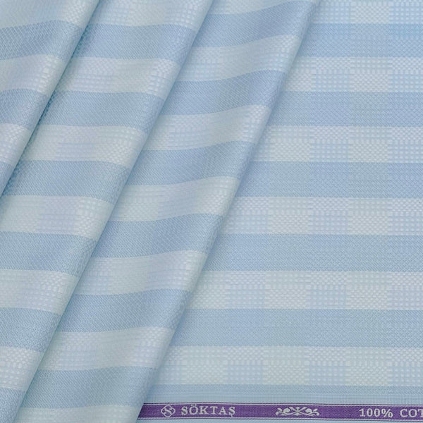 Shirt Fabric Soktas Giza Cotton Jacquard Colour Sea Green N Blue