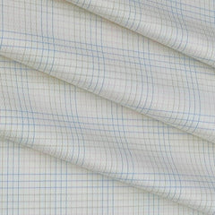 Shirt Fabric Soktas Giza Cotton Mix Pin Check Colour Blue N Light Cream