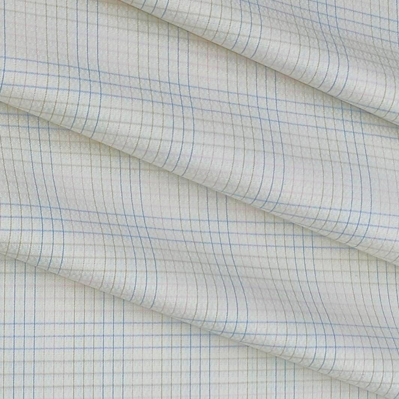 Shirt Fabric Soktas Giza Cotton Mix Pin Check Colour Blue N Light Cream
