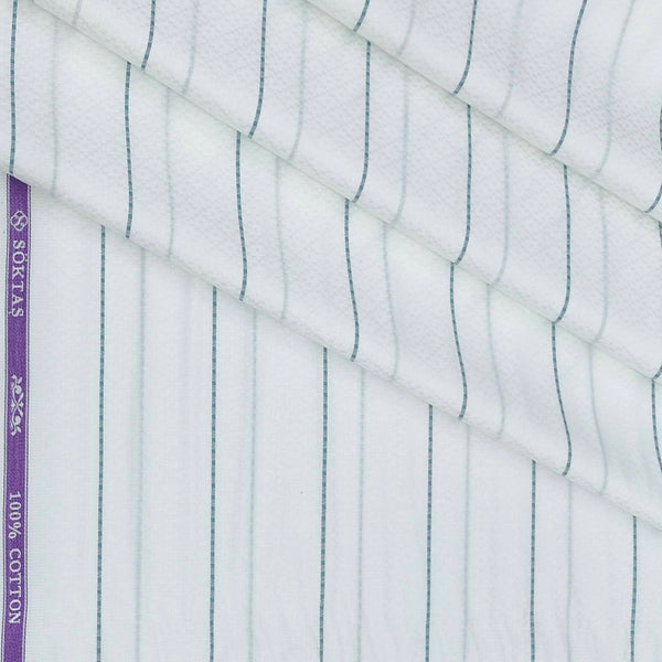 Shirt Fabric Soktas Giza Cotton Broad Lining With Jacquard Colour Green N White