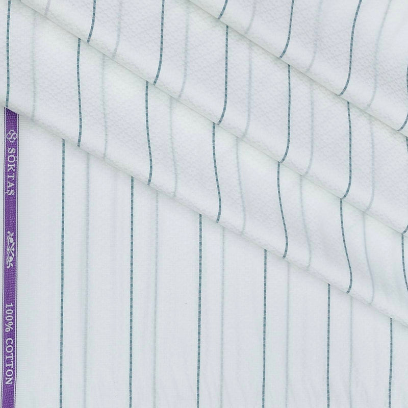 Shirt Fabric Soktas Giza Cotton Broad Lining With Jacquard Colour Green N White