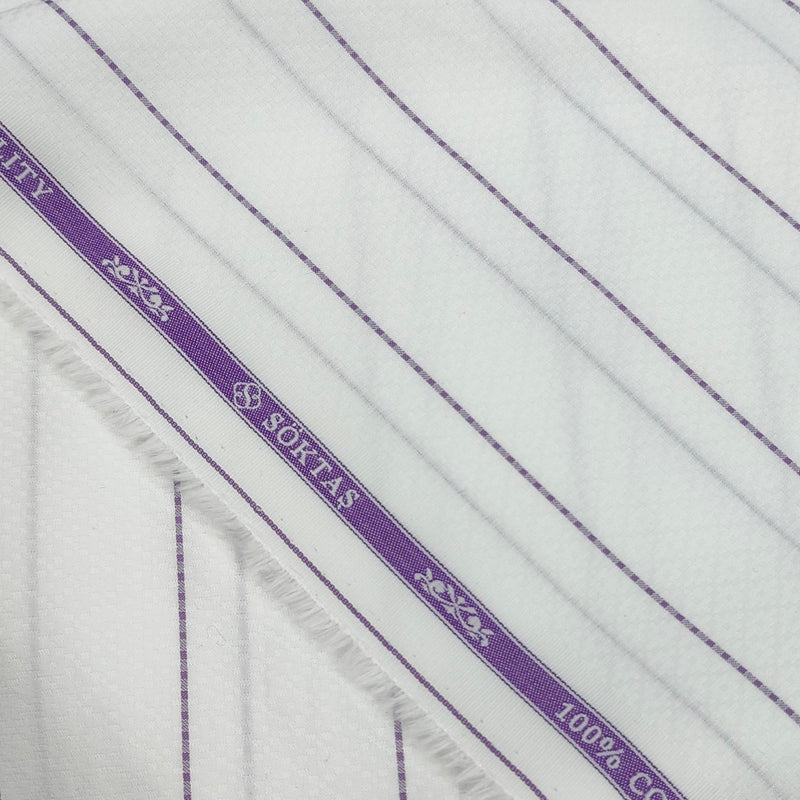 Shirt Fabric Soktas Giza Cotton Broad Lining With Jacquard Colour Purple N White