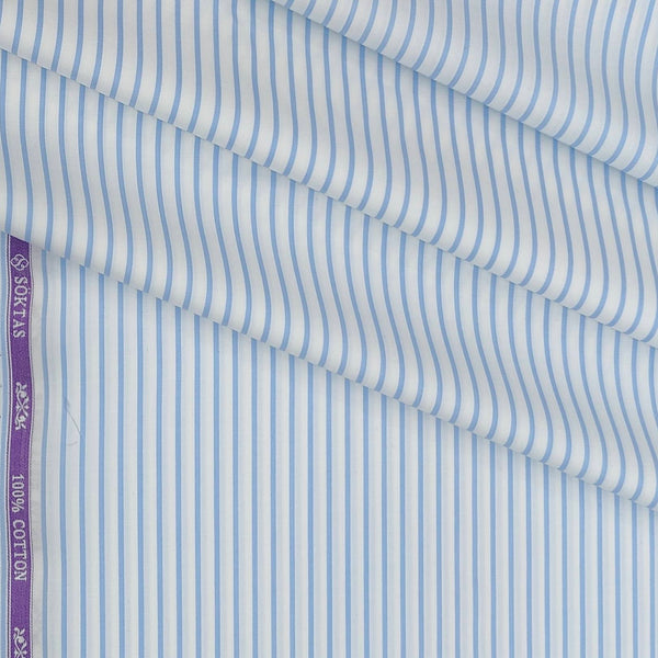 Shirt Fabric Soktas 100/1 Giza Cotton Lining Colour Blue N White