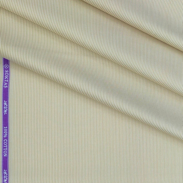 Shirt Fabric Soktas 100/1 Giza Cotton Pin Lining Colour Parchment Beige