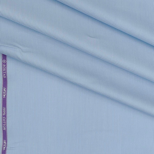 Shirt Fabric Soktas 100/1 Giza Cotton Pin Lining Colour Blue