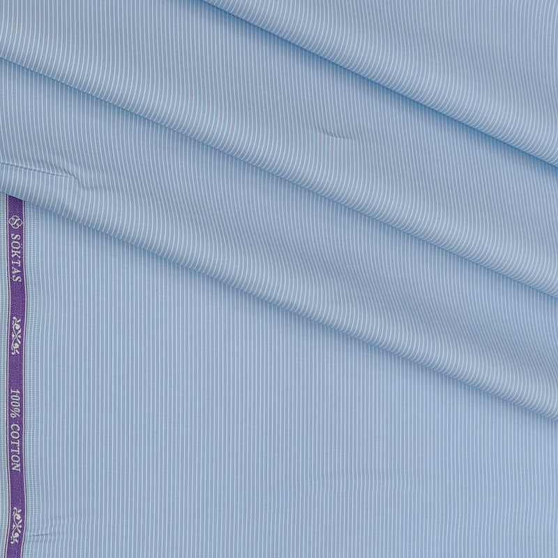 Shirt Fabric Soktas 100/1 Giza Cotton Pin Lining Colour Blue