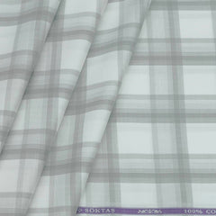 Shirt Fabric Soktas Giza Cotton Broad Check Colour Grey N White