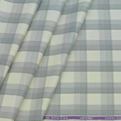 Shirt Fabric Soktas Giza Cotton Broad Check Colour Grey N Ash White