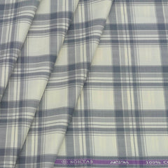 Shirt Fabric Soktas Giza Cotton Broad Check Colour Ash White N Dark Grey