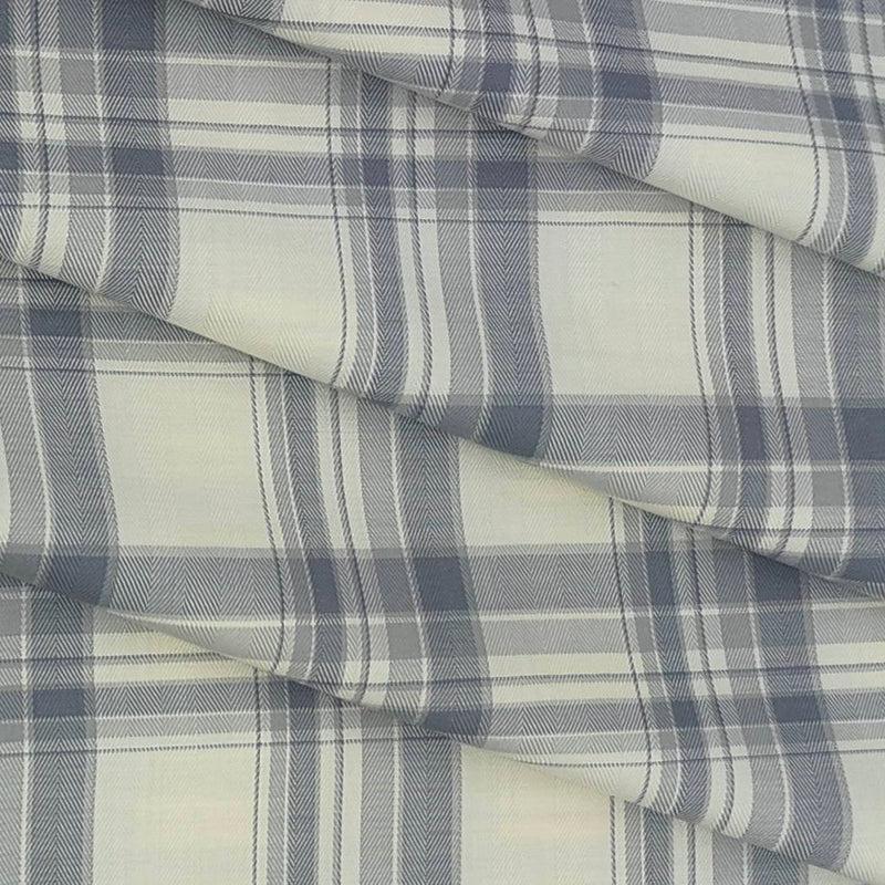 Shirt Fabric Soktas Giza Cotton Broad Check Colour Ash White N Dark Grey