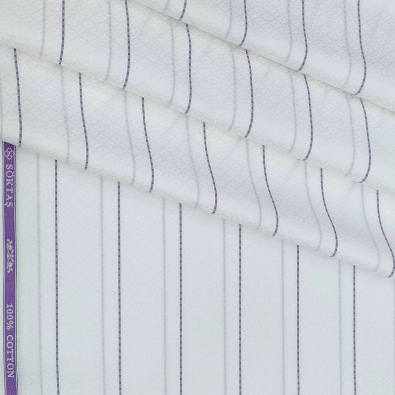 Shirt Fabric Soktas Giza Cotton Broad Lining With Jacquard Colour Purple N White