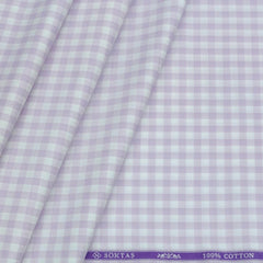 Shirt Fabric Soktas Giza Cotton Check Colour Lavender