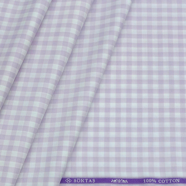 Shirt Fabric Soktas Giza Cotton Check Colour Lavender