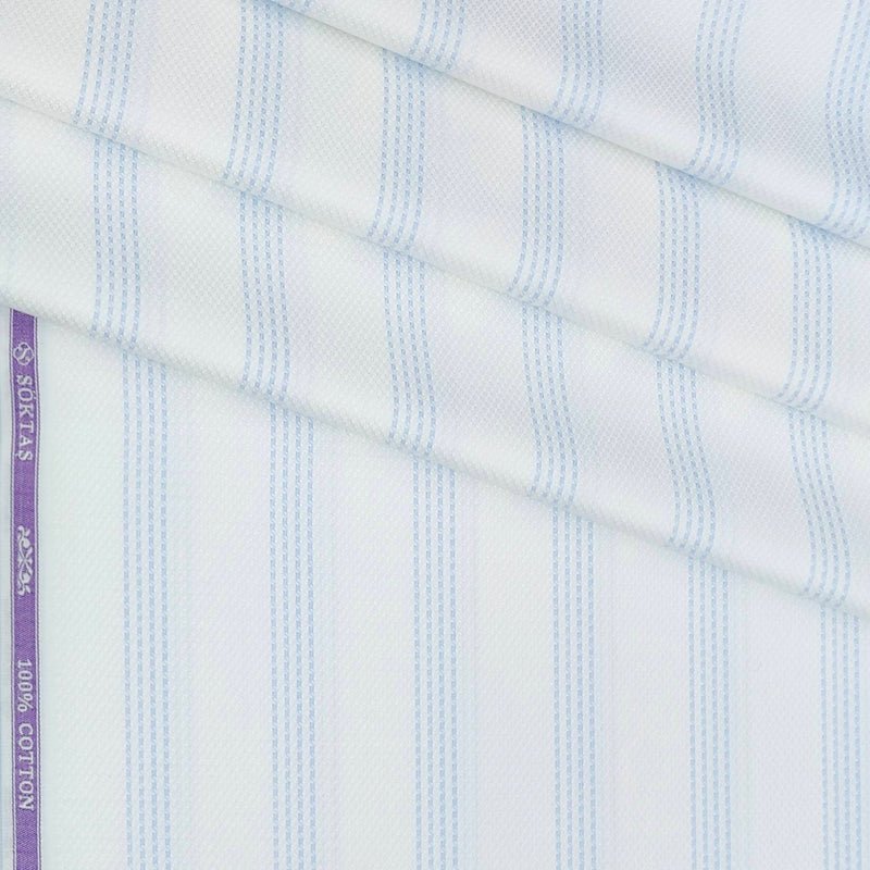 Shirt Fabric Soktas Giza Cotton Broad Lining With Dobby Colour Blue N White