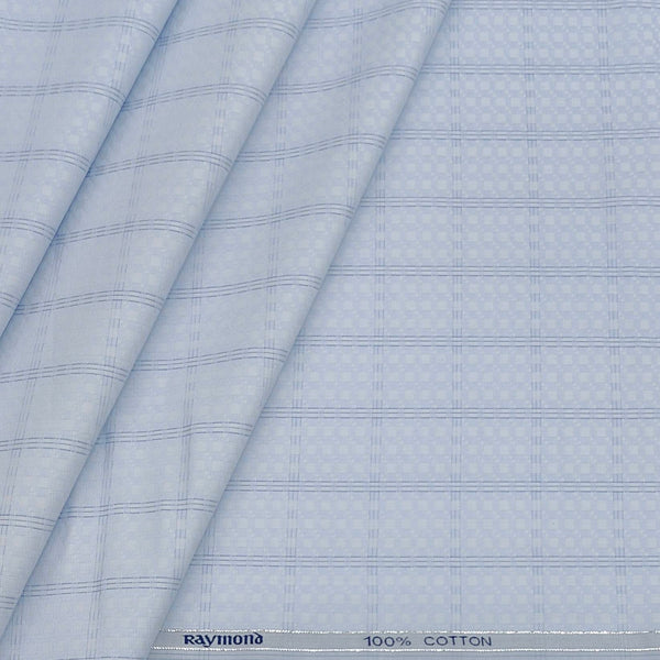 Shirt Fabric Raymond Giza Cotton Broad Check With Jacquard Colour Powder Blue