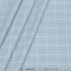 Shirt Fabric Raymond Giza Cotton Broad Check With Jacquard Colour Baby Blue