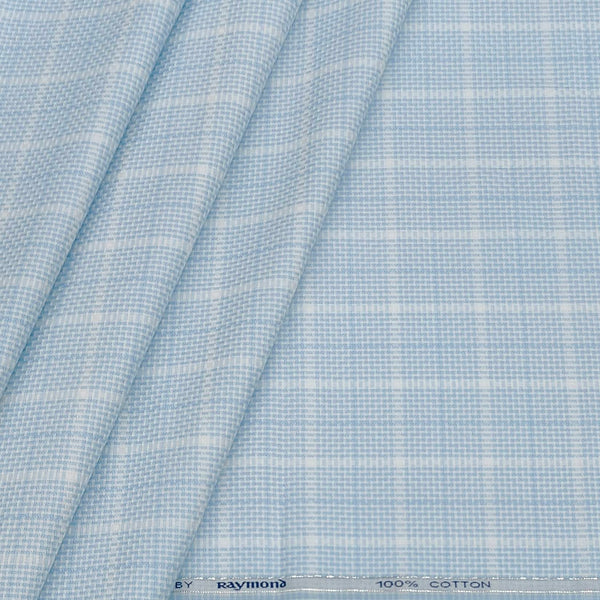 Shirt Fabric Raymond Giza Cotton Broad Check With Jacquard Colour Baby Blue