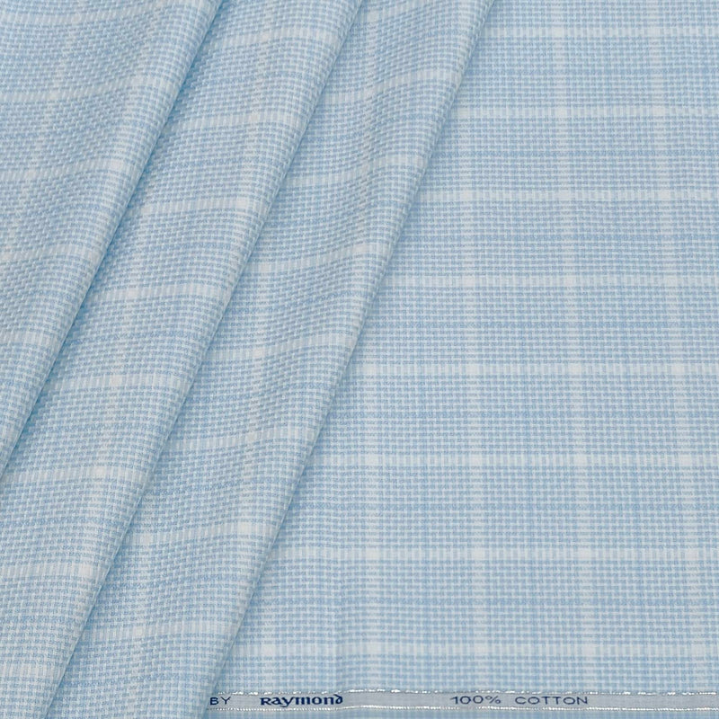 Shirt Fabric Raymond Giza Cotton Broad Check With Jacquard Colour Baby Blue