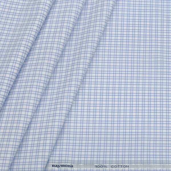Shirt Fabric Raymond 100% Cotton Mix Check Colour Blue N White
