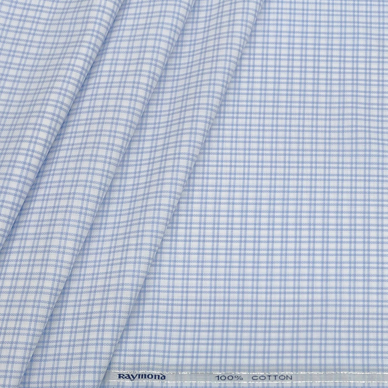 Shirt Fabric Raymond 100% Cotton Mix Check Colour Blue N White