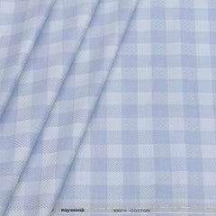 Shirt Fabric Raymond Giza Cotton Jacquard Colour Light Blue N White Gingham