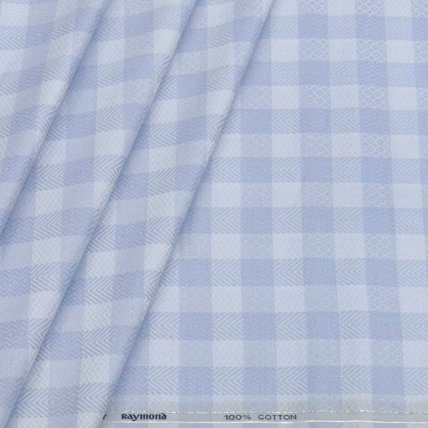 Shirt Fabric Raymond Giza Cotton Jacquard Colour Light Blue N White Gingham