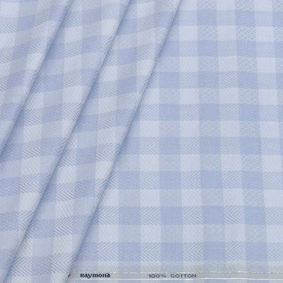 Shirt Fabric Raymond Giza Cotton Jacquard Colour Light Blue N White Gingham