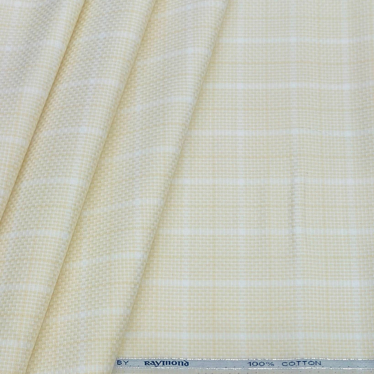 Shirt Fabric Raymond Giza Cotton Broad Check With Jacquard Colour Cream