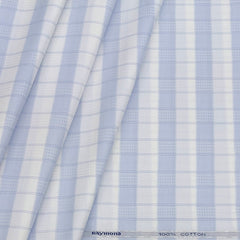 Shirt Fabric Raymond Giza Cotton Check With Jacquard Colour Light Blue N White
