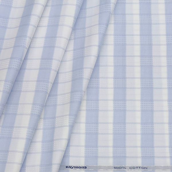 Shirt Fabric Raymond Giza Cotton Check With Jacquard Colour Light Blue N White