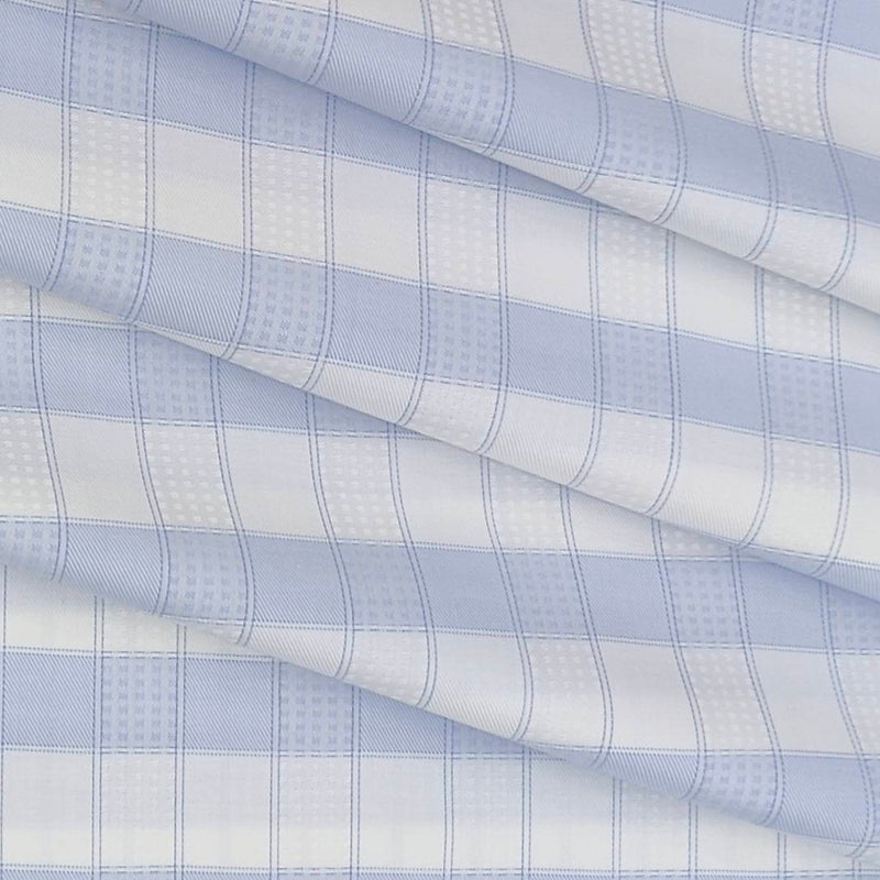 Shirt Fabric Raymond Giza Cotton Check With Jacquard Colour Light Blue N White
